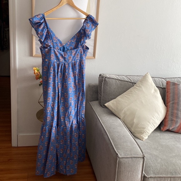 SOLD‼️no available ‼️Summer bohemian beach flowers printed blue long - Picture 7 of 10